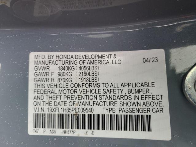 19XFL1H85PE009540 - 2023 HONDA CIVIC SPORT TOURING GRAY photo 12