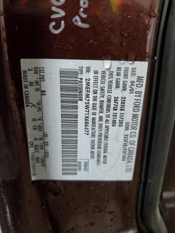 2MEFM75W71X686477 - 2001 MERCURY GRAND MARQ LS MAROON photo 12