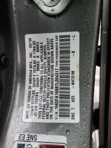 1HGFA16887L004317 - 2007 HONDA CIVIC EX GRAY photo 12