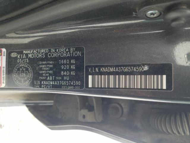 KNADM4A37G6574590 - 2016 KIA RIO LX CHARCOAL photo 12