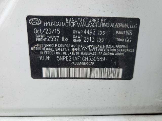 5NPE24AF1GH330589 - 2016 HYUNDAI SONATA SE WHITE photo 12