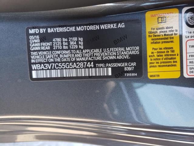 WBA3V7C55G5A28744 - 2016 BMW 428 I SULEV GRAY photo 13