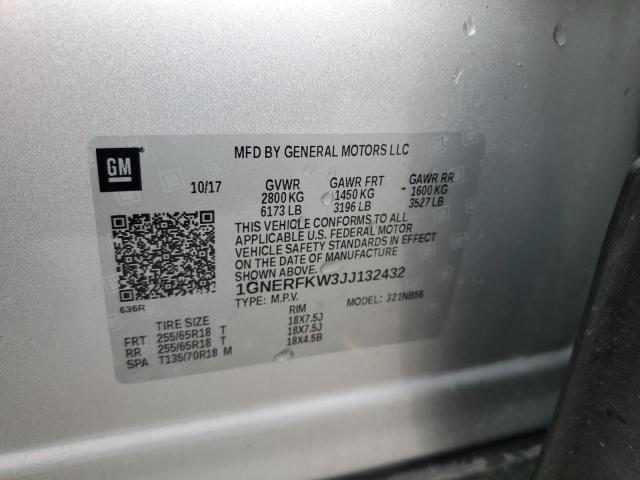 1GNERFKW3JJ132432 - 2018 CHEVROLET TRAVERSE LS SILVER photo 14