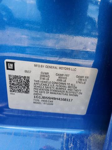 1G1JB5SH9H4168117 - 2017 CHEVROLET SONIC LS ლურჯი ფოტო 12