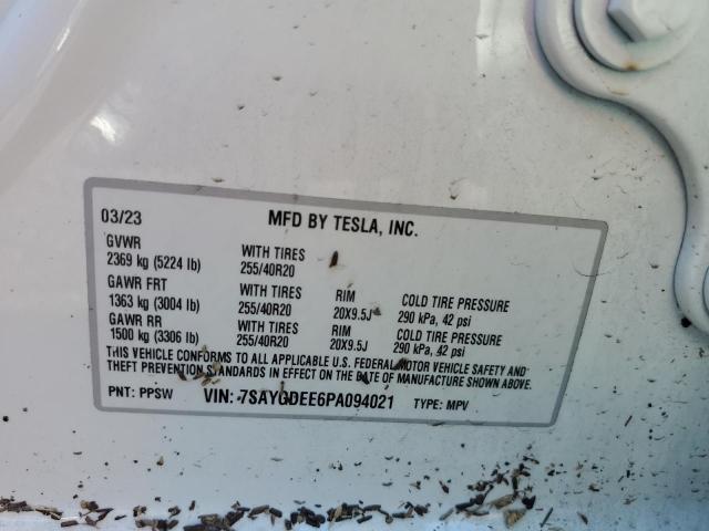 7SAYGDEE6PA094021 - 2023 TESLA MODEL Y WHITE photo 13