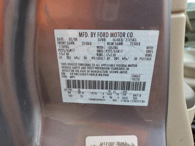 1FMCU93118KE49399 - 2008 FORD ESCAPE XLT GRAY photo 13