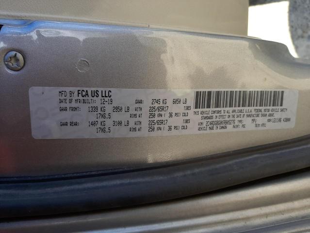 2C4RDGBG0KR805276 - 2019 DODGE GRAND CARA SE SILVER photo 10