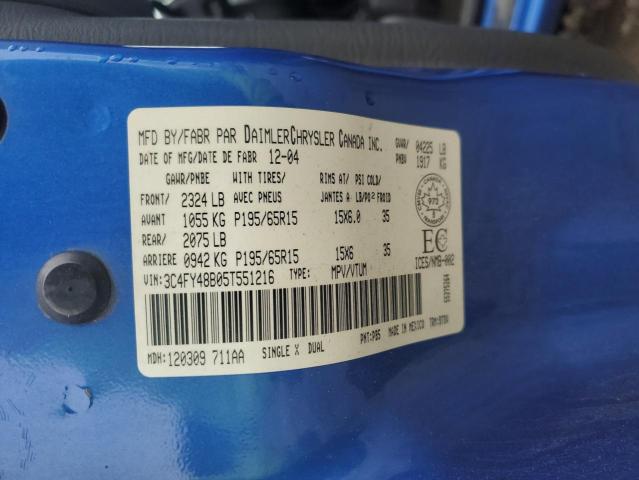 3C4FY48B05T551216 - 2005 CHRYSLER PT CRUISER BLUE photo 12