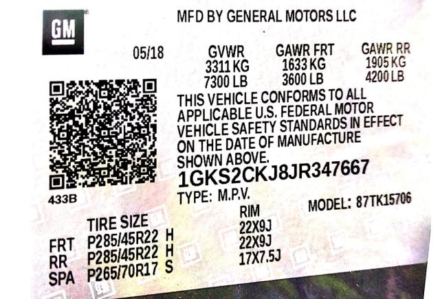 1GKS2CKJ8JR347667 - 2018 GMC YUKON DENALI GREEN photo 10