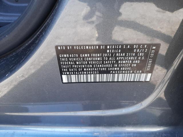 3VW2K7AJ4DM369253 - 2013 VOLKSWAGEN JETTA BASE CHARCOAL photo 12