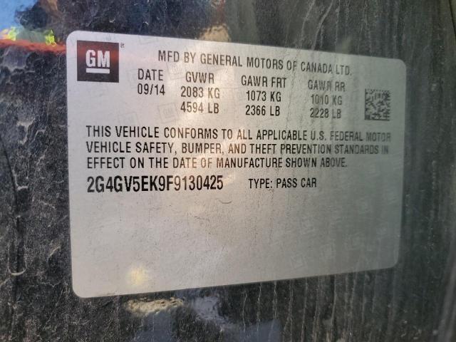 2G4GV5EK9F9130425 - 2015 BUICK REGAL შავი ფოტო 12