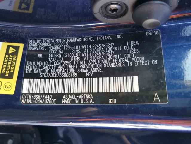 5TDZA3EH7BS008469 - 2011 TOYOTA HIGHLANDER BASE BLUE photo 13