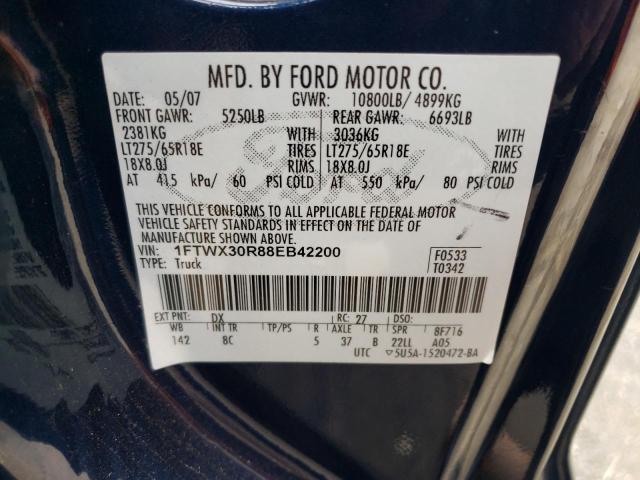 1FTWX30R88EB42200 - 2008 FORD F350 SRW SUPER DUTY BLUE photo 12