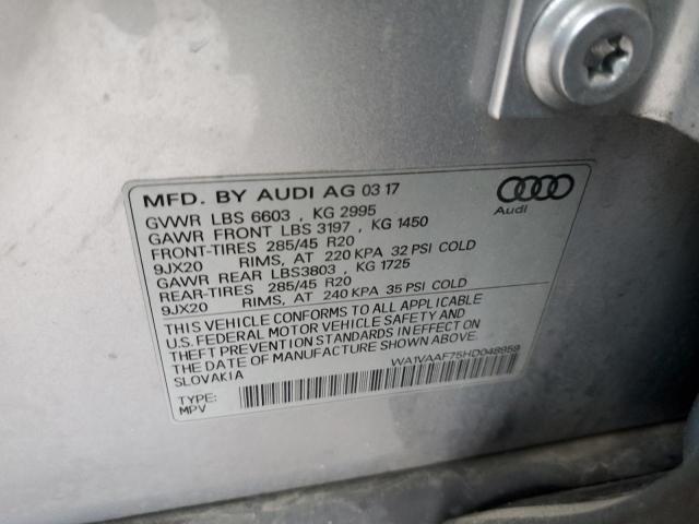 WA1VAAF75HD048959 - 2017 AUDI Q7 PRESTIGE SILVER photo 12