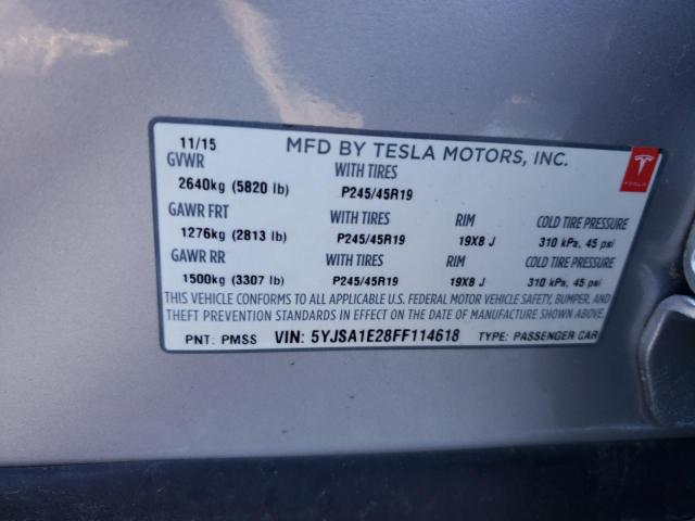5YJSA1E28FF114618 - 2015 TESLA MODEL S Արծաթագույն լուսանկար 13