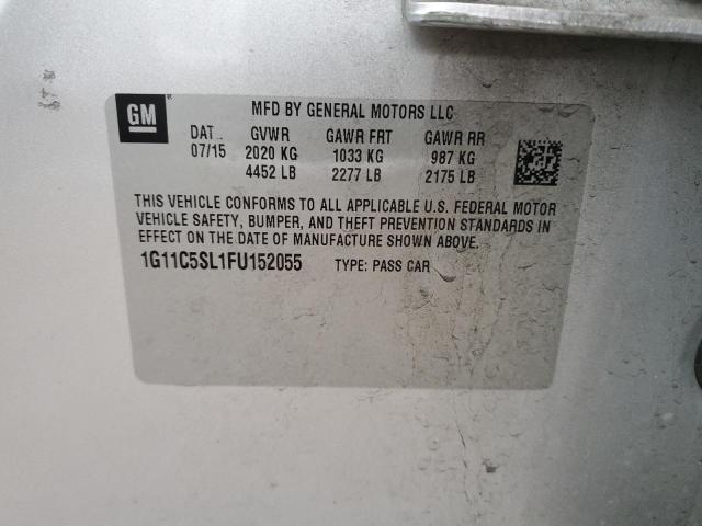 1G11C5SL1FU152055 - 2015 CHEVROLET MALIBU 1LT 银色 照片 12