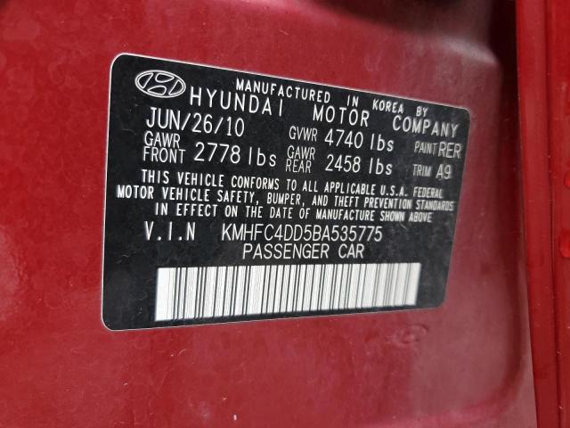 KMHFC4DD5BA535775 - 2011 HYUNDAI AZERA GLS RED photo 12