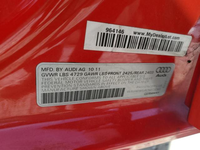 WAUAFAFL4CN013283 - 2012 AUDI A4 PREMIUM RED photo 13