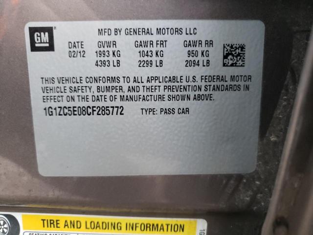 1G1ZC5E08CF285772 - 2012 CHEVROLET MALIBU 1LT Brązowy zdjęcie 12