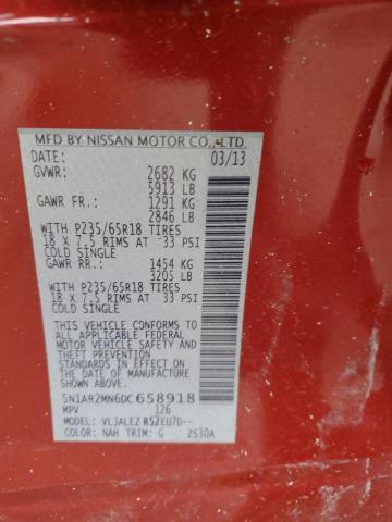 5N1AR2MN6DC658918 - 2013 NISSAN PATHFINDER S BURGUNDY photo 13