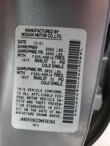 JN8DR09X22W658284 - 2002 NISSAN PATHFINDER LE SILVER photo 13