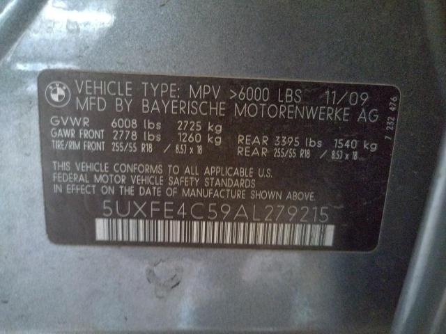 5UXFE4C59AL279215 - 2010 BMW X5 XDRIVE30I 灰色 照片 12