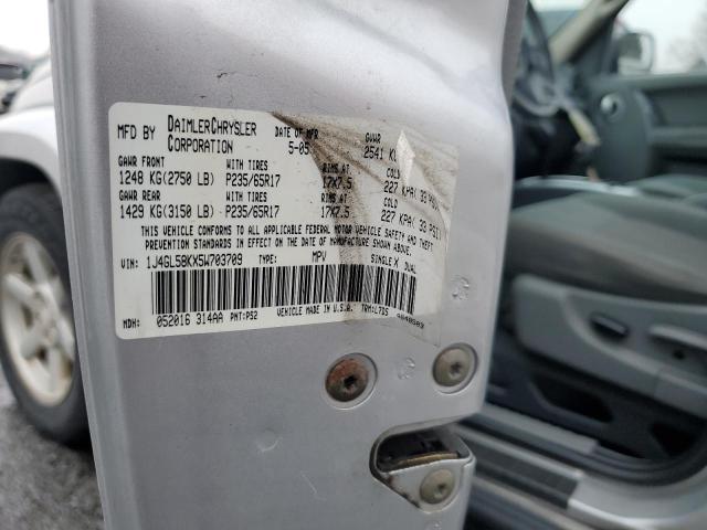 1J4GL58KX5W703709 - 2005 JEEP LIBERTY LIMITED SILVER photo 12