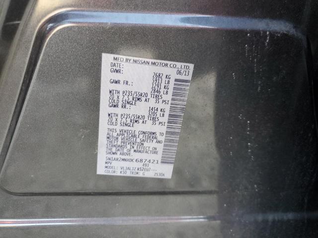 5N1AR2MNXDC687421 - 2013 NISSAN PATHFINDER S GRAY photo 12