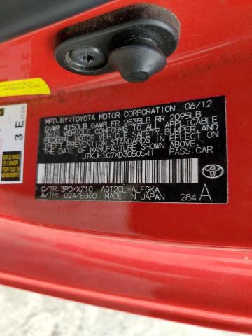 JTKJF5C7XD3050541 - 2013 TOYOTA SCION TC 红色 照片 12