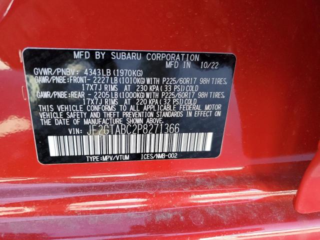 JF2GTABC2P8271366 - 2023 SUBARU CROSSTREK RED photo 14