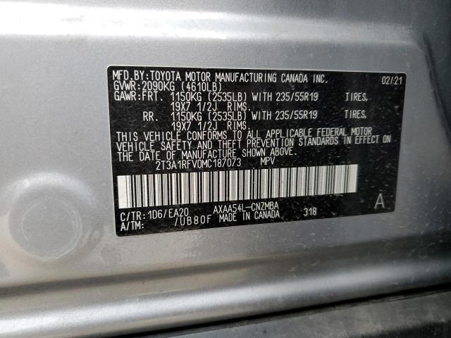 2T3A1RFV0MC187073 - 2021 TOYOTA RAV4 XLE PREMIUM SILVER photo 14