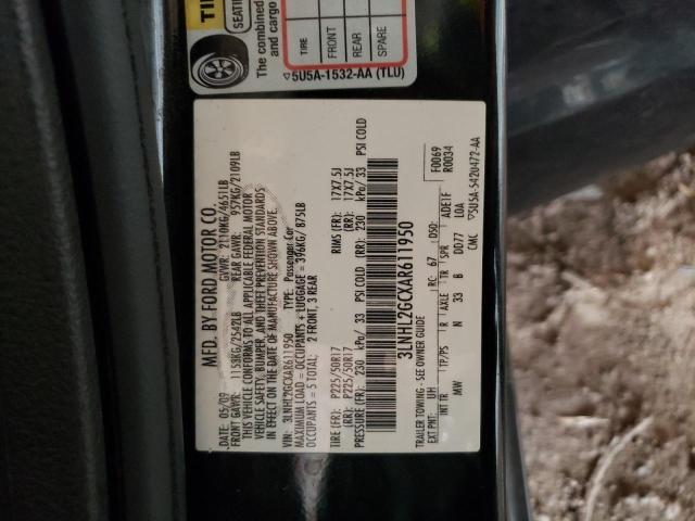 3LNHL2GCXAR611950 - 2010 LINCOLN MKZ BLACK photo 12