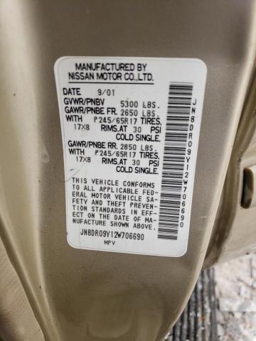 JN8DR09Y12W706690 - 2002 NISSAN PATHFINDER LE TAN photo 13