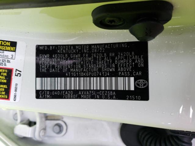 4T1G11BK6PU074134 - 2023 TOYOTA CAMRY SE NIGHT SHADE WHITE photo 12