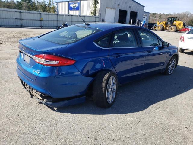 3FA6P0LU7HR296897 - 2017 FORD FUSION SE HYBRID BLUE photo 3