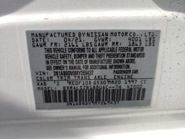 3N1AB8DV9MY269437 - 2021 NISSAN SENTRA SR WHITE photo 12