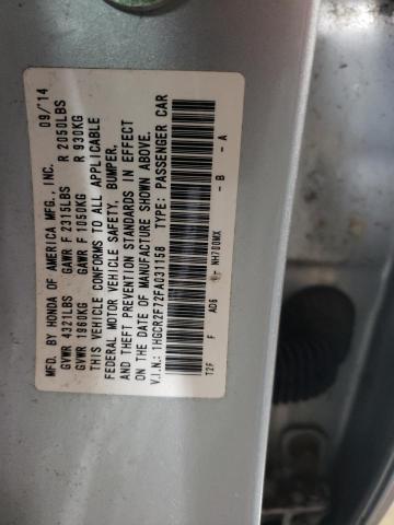 1HGCR2F72FA031158 - 2015 HONDA ACCORD EX SILVER photo 12