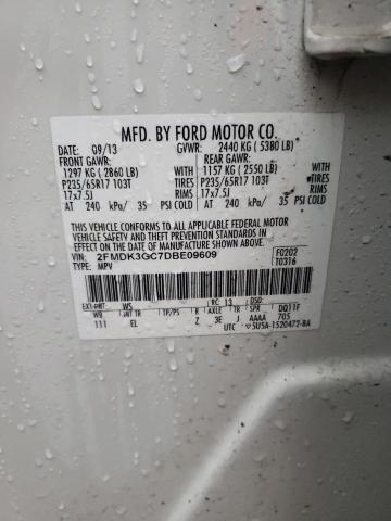 2FMDK3GC7DBE09609 - 2013 FORD EDGE SE WHITE photo 13