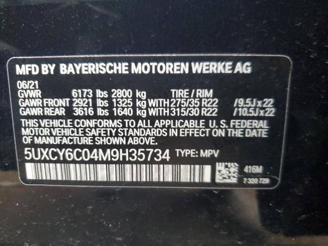 5UXCY6C04M9H35734 - 2021 BMW X6 XDRIVE40I BLACK photo 14