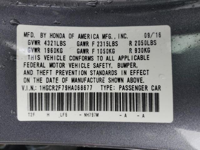 1HGCR2F79HA068677 - 2017 HONDA ACCORD EX GRAY photo 13