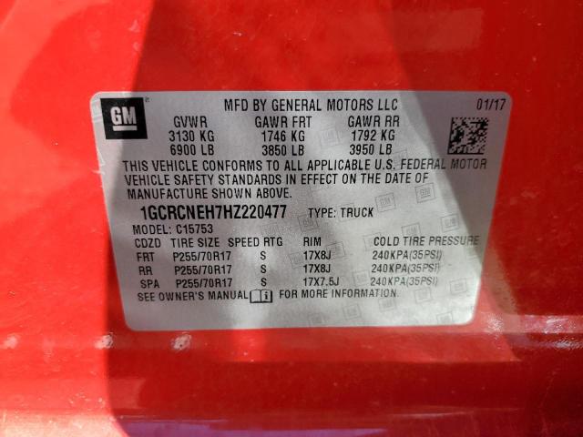 1GCRCNEH7HZ220477 - 2017 CHEVROLET SILVERADO C1500 RED photo 12