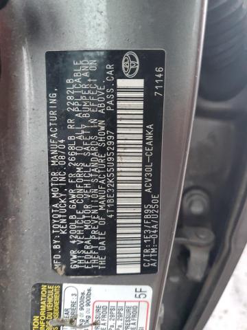 4T1BE32K55U952997 - 2005 TOYOTA CAMRY LE GRAY photo 12