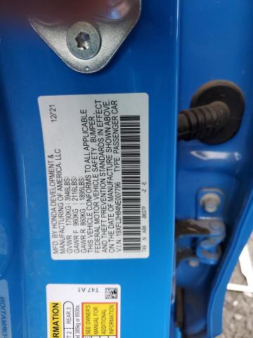 19XFL2H84NE007796 - 2022 HONDA CIVIC SPORT 蓝色 照片 12