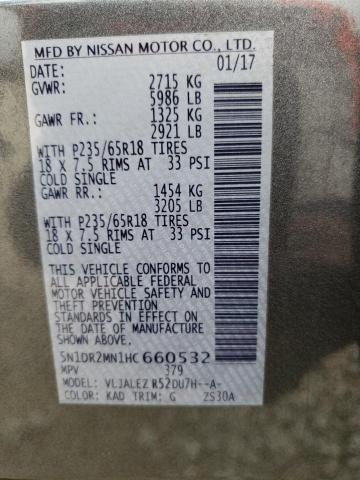 5N1DR2MN1HC660532 - 2017 NISSAN PATHFINDER S 灰色 照片 13