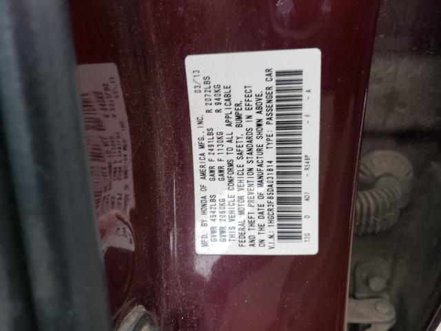 1HGCR3F85DA031814 - 2013 HONDA ACCORD EXL BURGUNDY photo 12