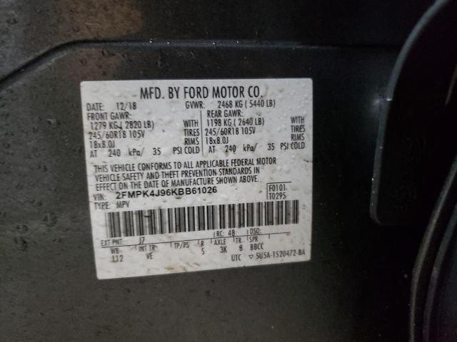 2FMPK4J96KBB61026 - 2019 FORD EDGE SEL CHARCOAL photo 13