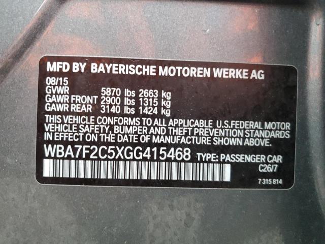 WBA7F2C5XGG415468 - 2016 BMW 750 XI GRAY photo 12