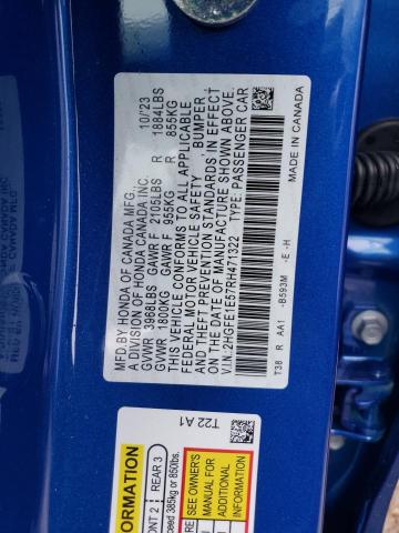 2HGFE1E57RH471322 - 2024 HONDA CIVIC SI BLUE photo 12