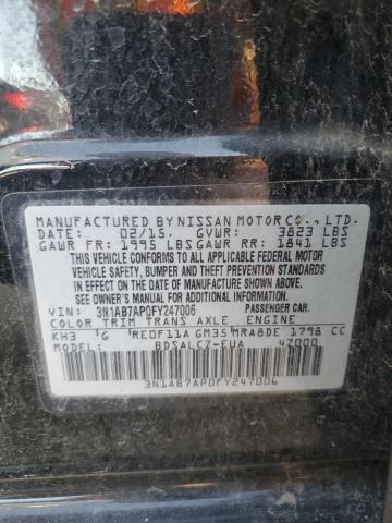 3N1AB7AP0FY247006 - 2015 NISSAN SENTRA S BLACK photo 13