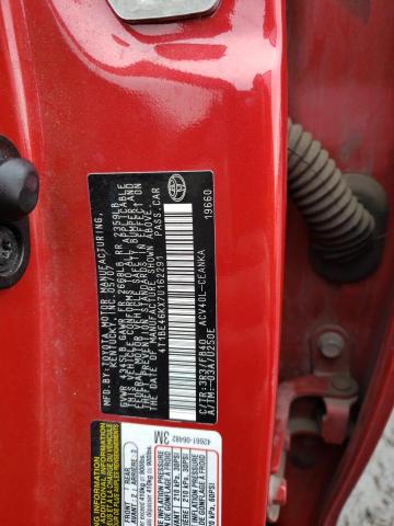 4T1BE46KX7U162291 - 2007 TOYOTA CAMRY CE RED photo 12